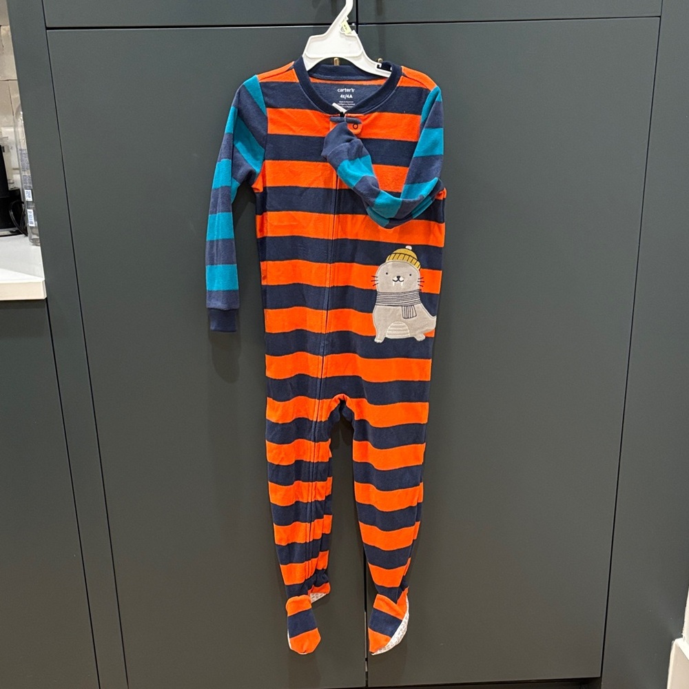 Carter's Orange and Blue Striped Footie